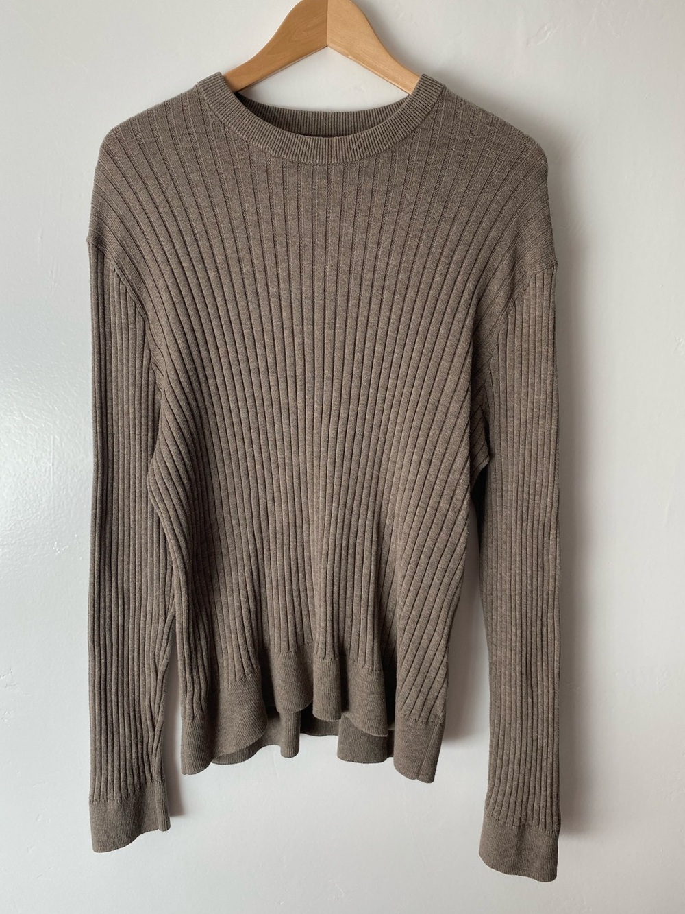 Abercrombie & Fitch Taupe Brown Ribbed Knit Sweater 100% Pima Cotton Size Large